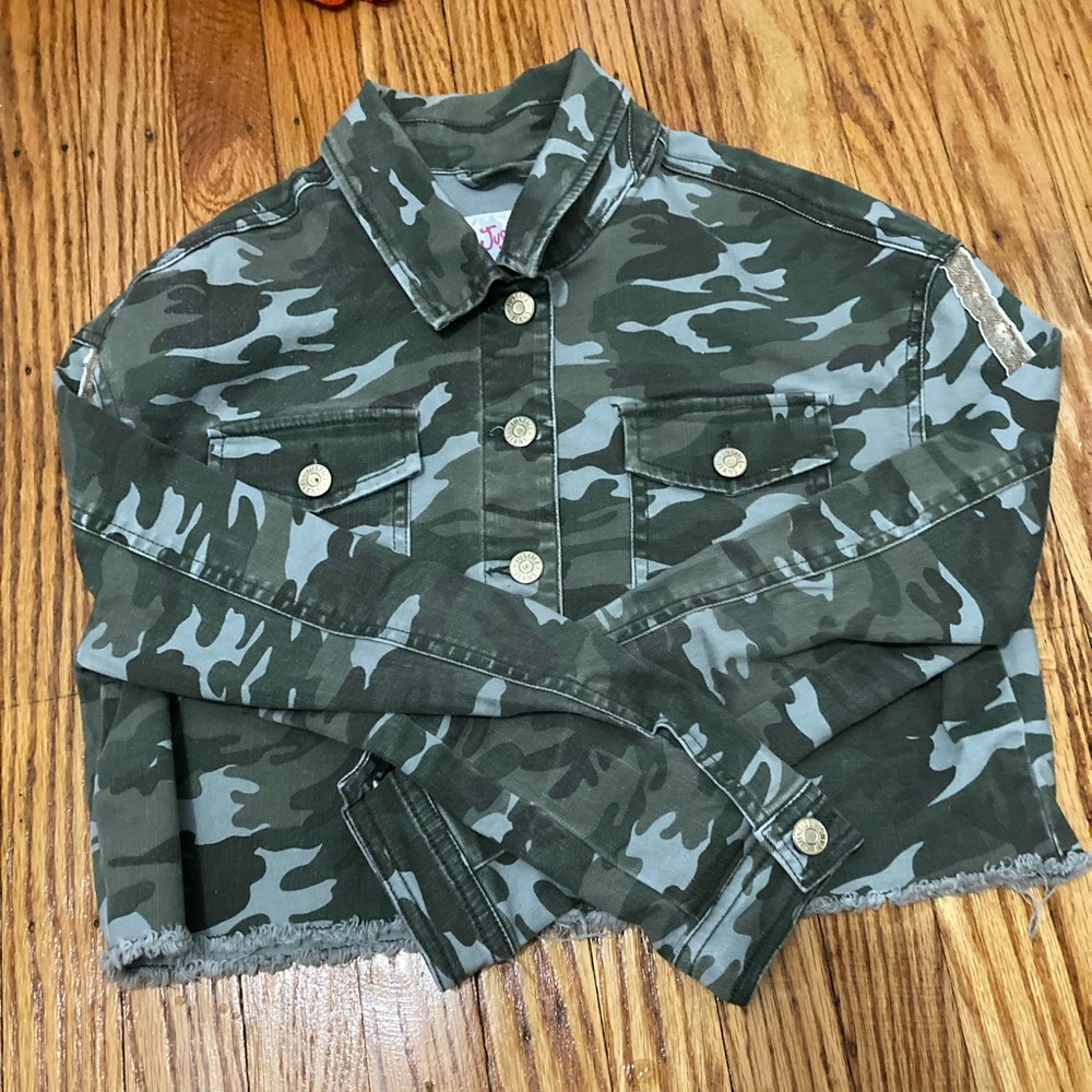 Justice camouflage jean jacket